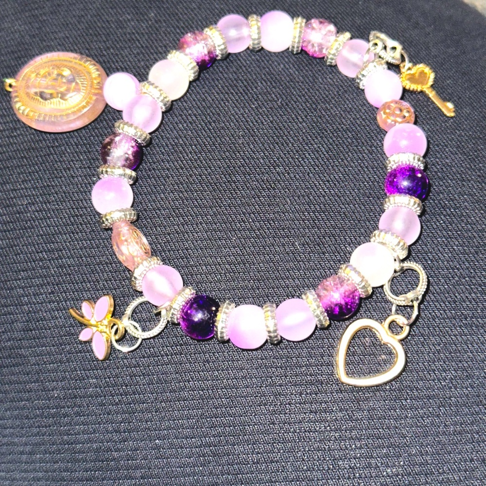 Purple jellybean charm bracelet